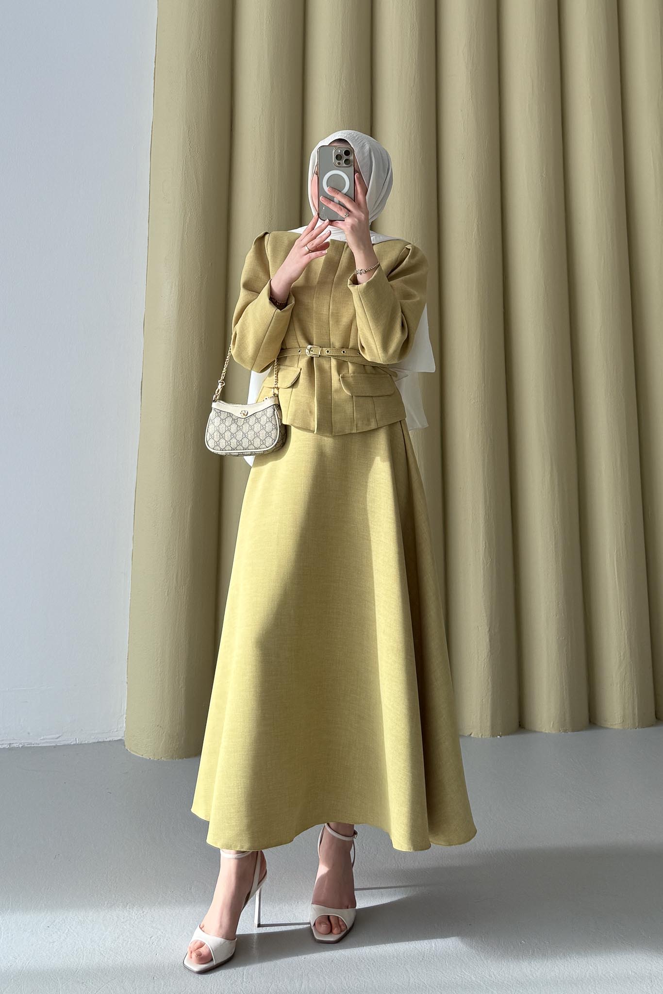 Ajda Pleated Skirt Set Petrol