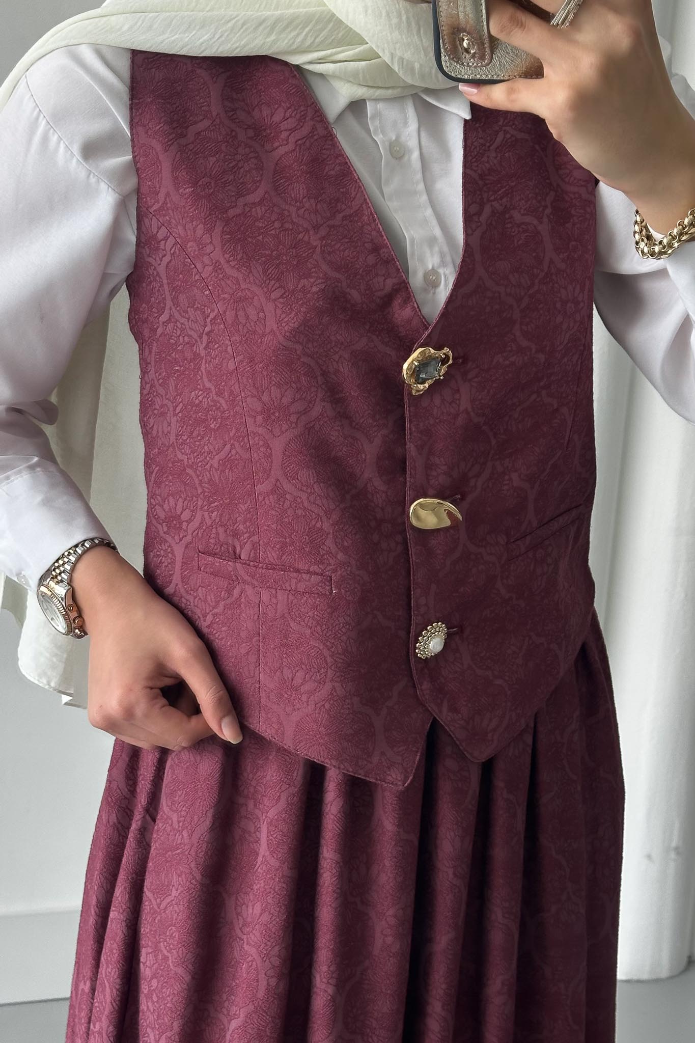 Bahar Etekli Takım Bordo