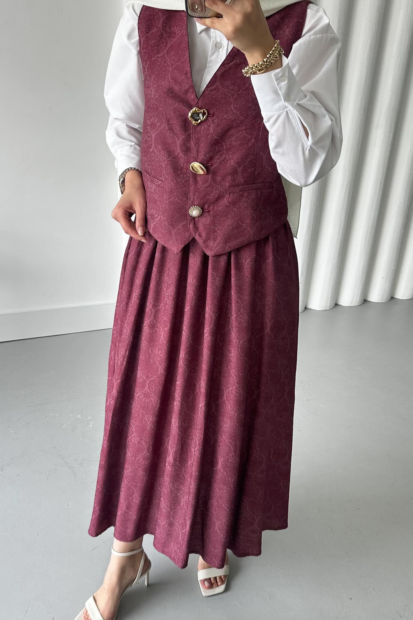 Bahar Etekli Takım Bordo