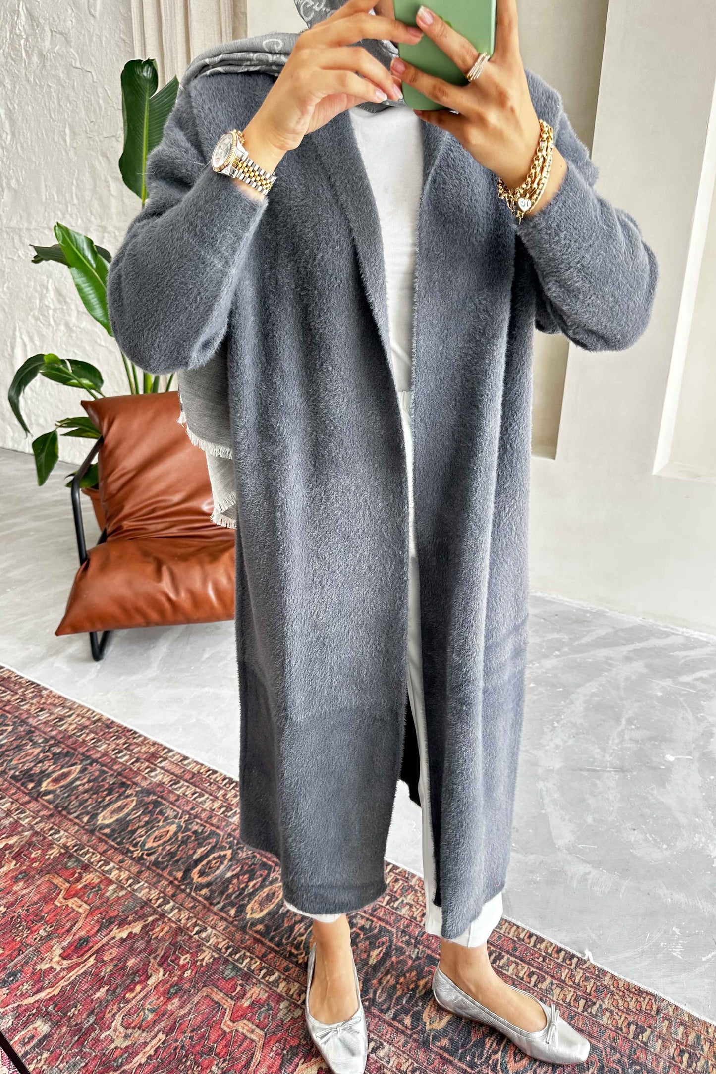 Blenda Angora Hırka Gri