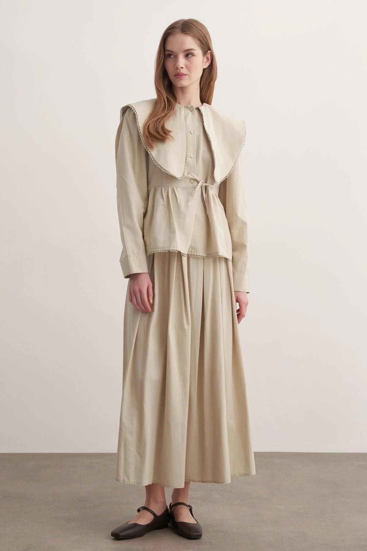 Carlo Fisto Yakalı Takım Bej