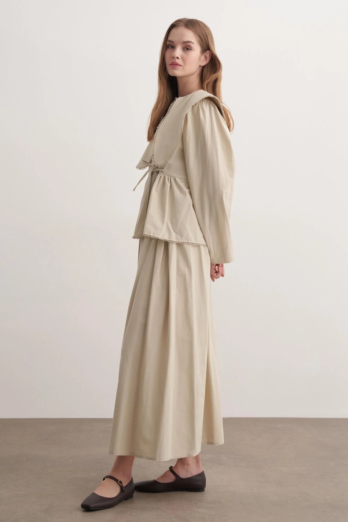 Carlo Fisto Yakalı Takım Bej