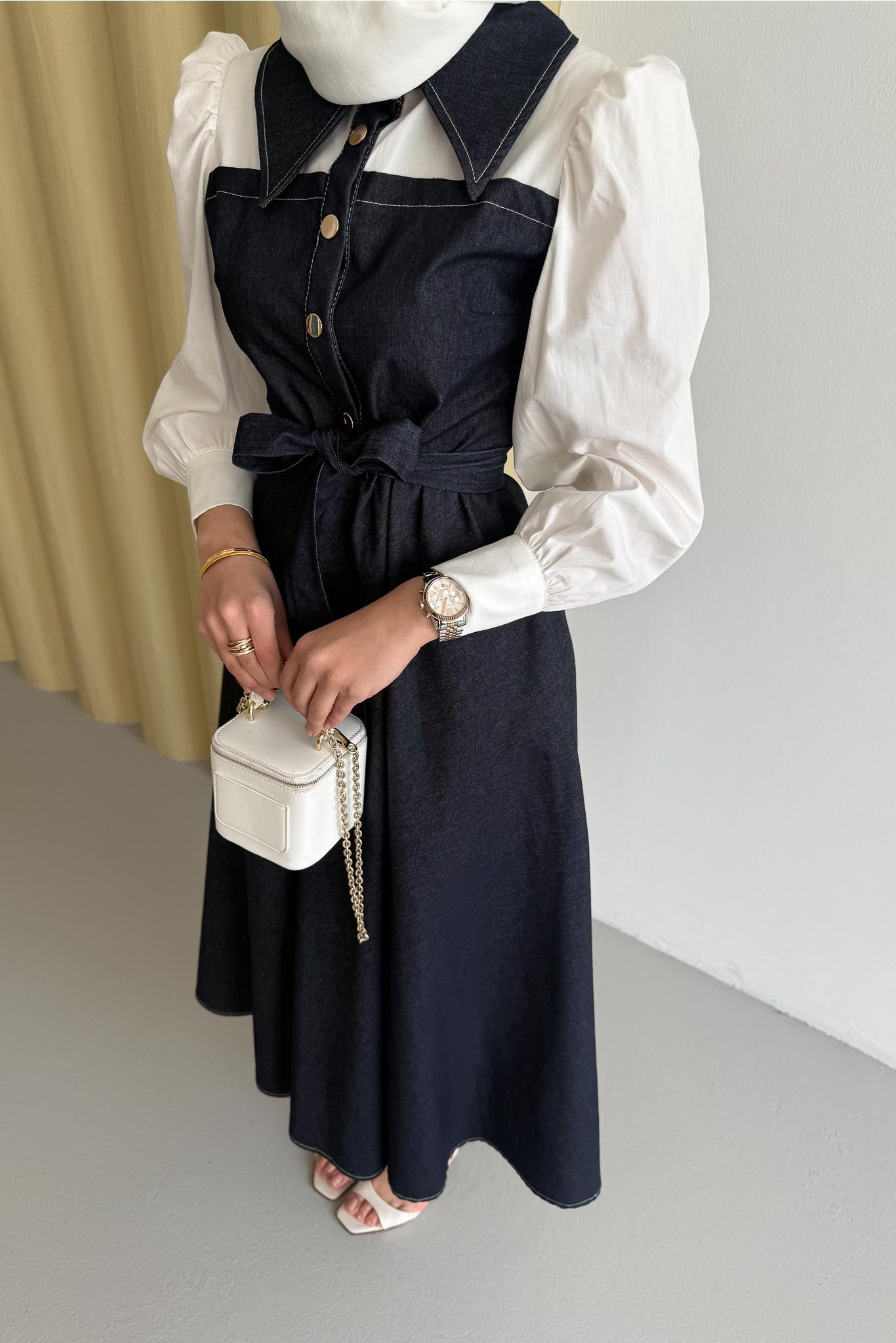 Pamelya Kot Elbise Lacivert