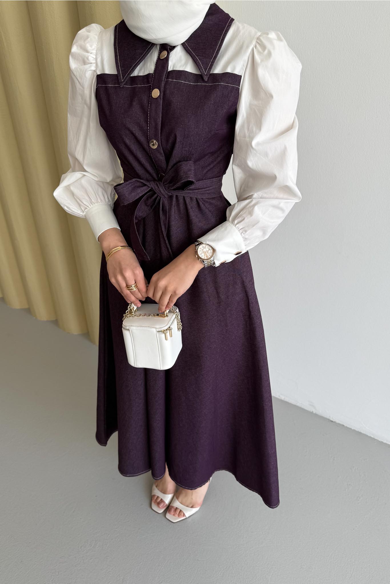 Pamelya Kot Elbise Mürdüm