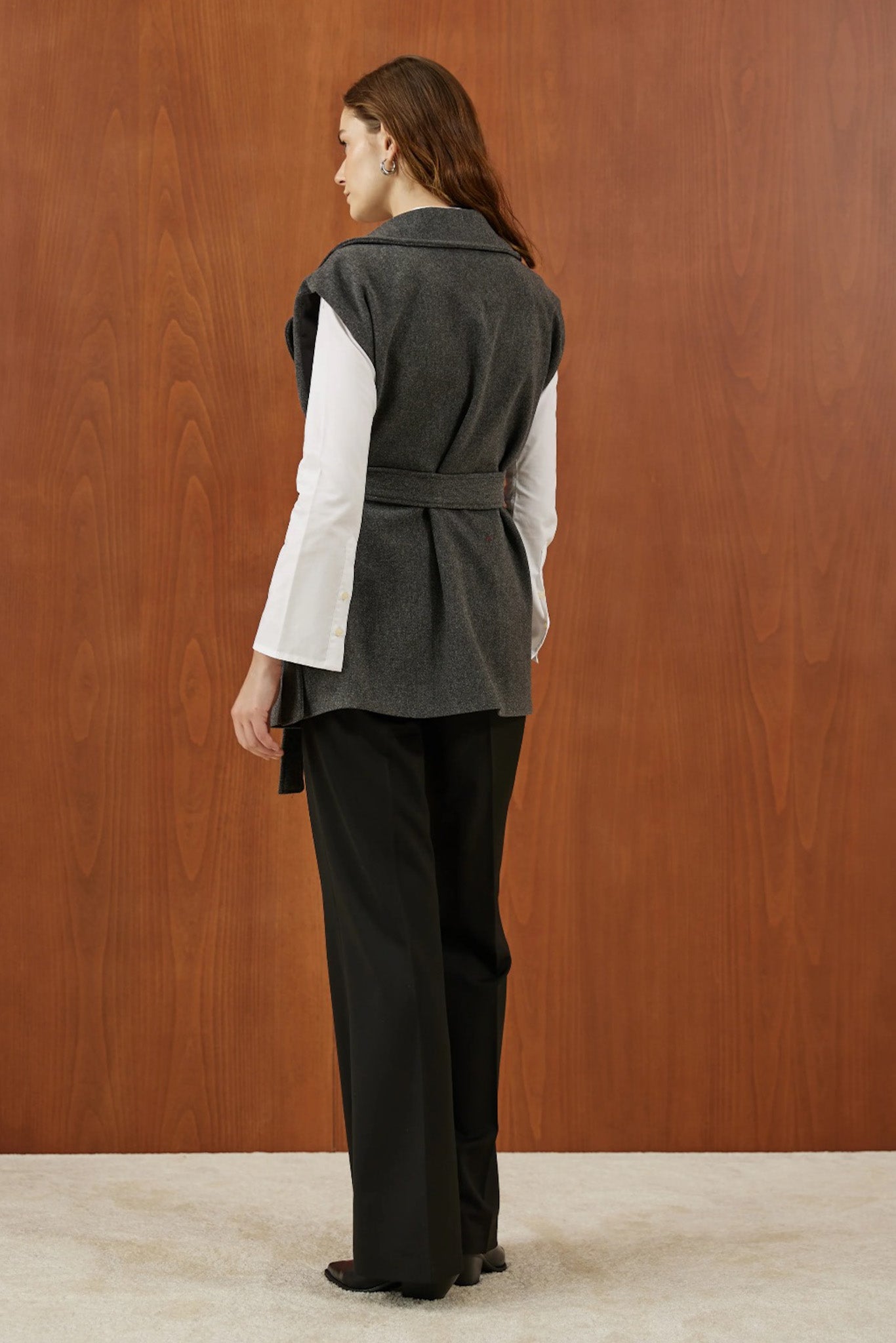 Yakası Taşlı Kaşe Hırka Antrasit