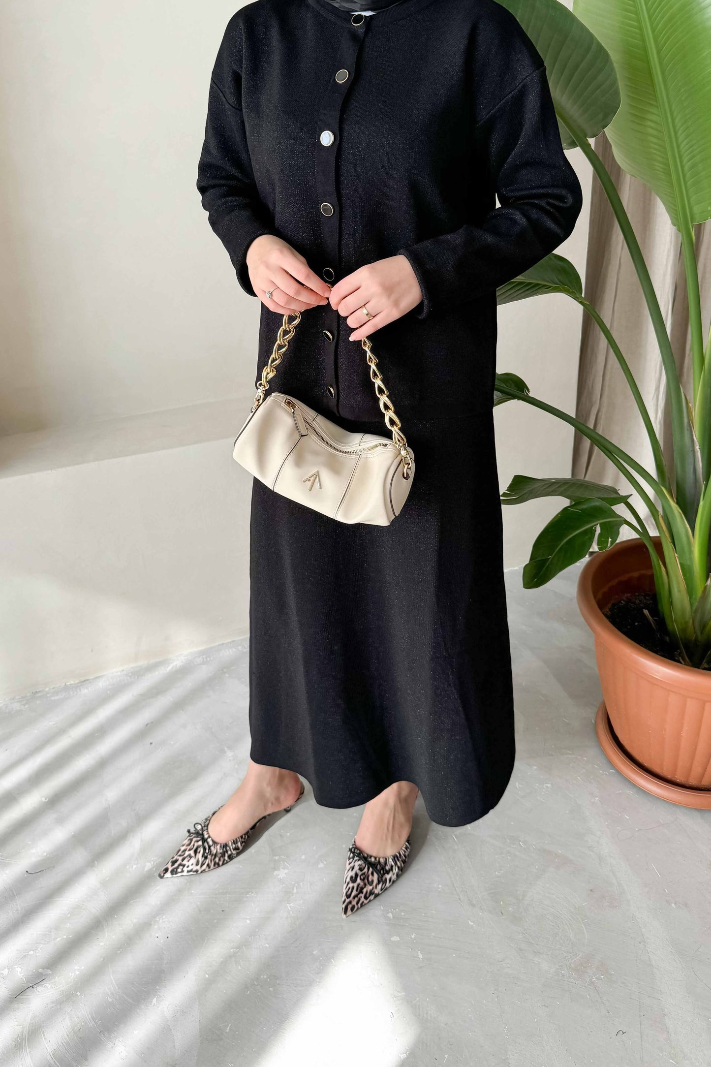 Minimal Balloon Sleeve Suit Gray