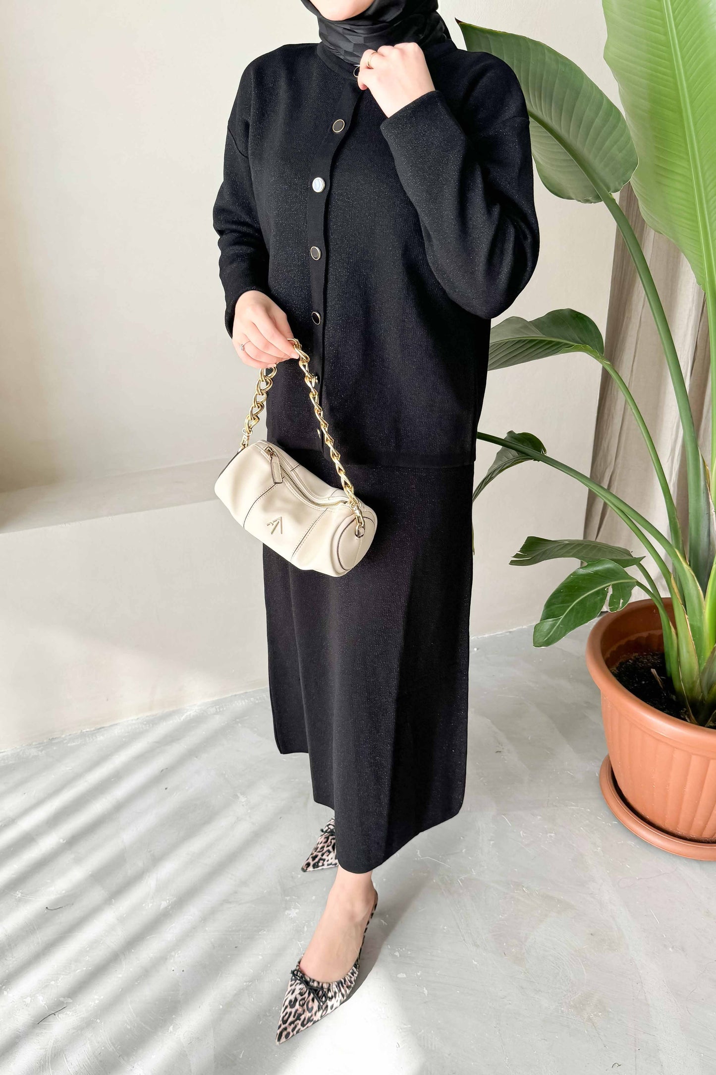 Minimal Balloon Sleeve Suit Gray