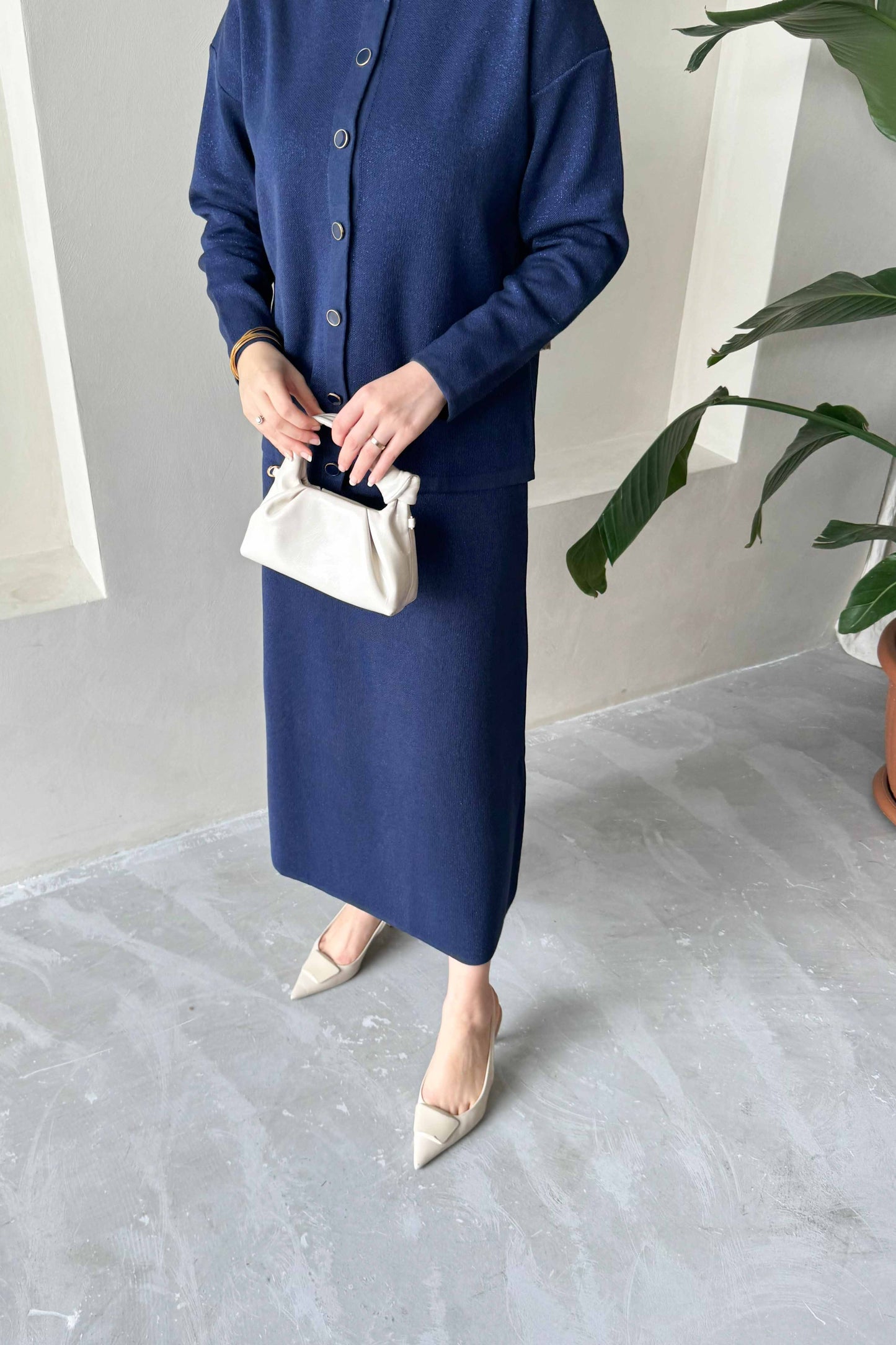 Simli Triko Takım Lacivert