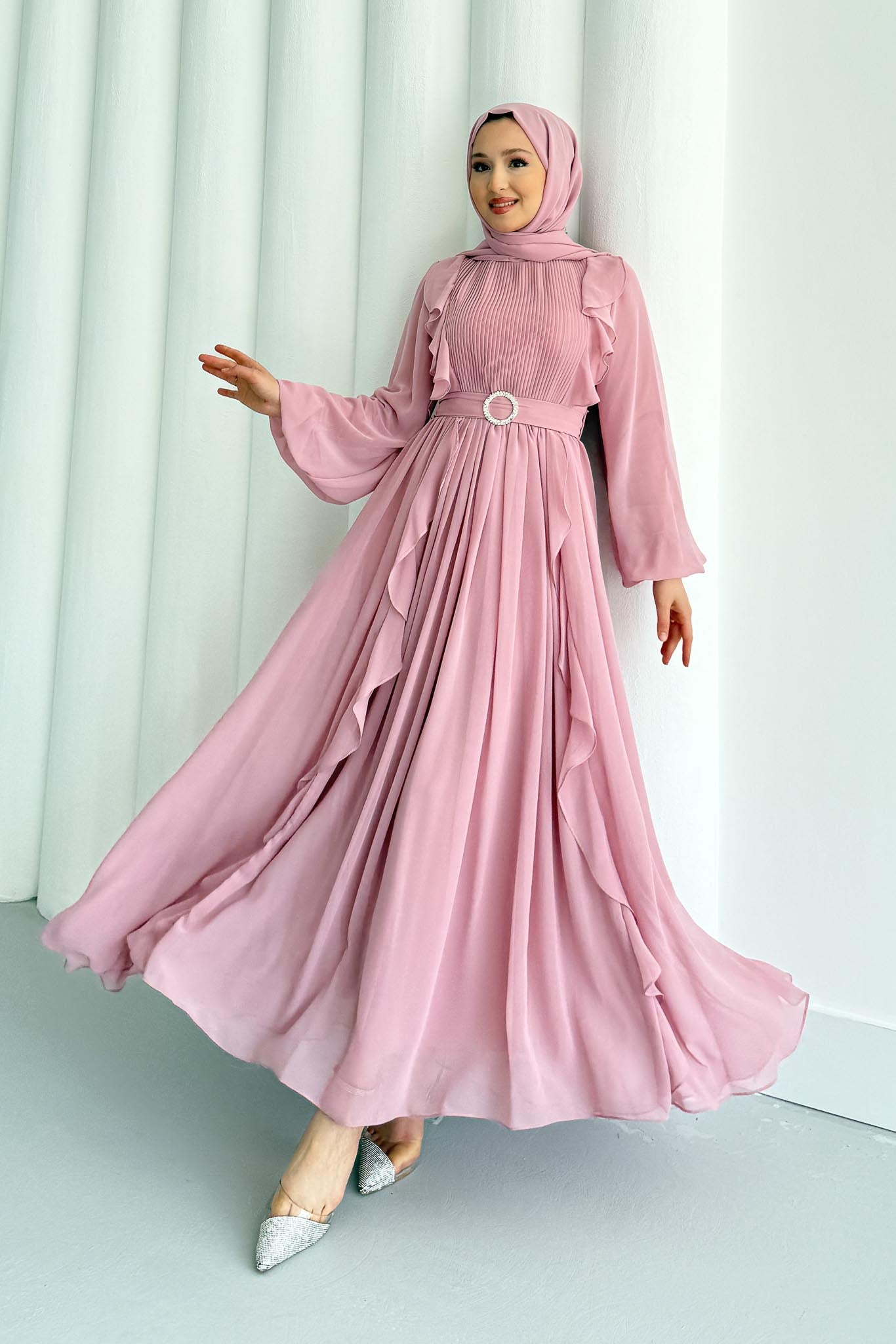 Luisa Abiye Elbise Pembe