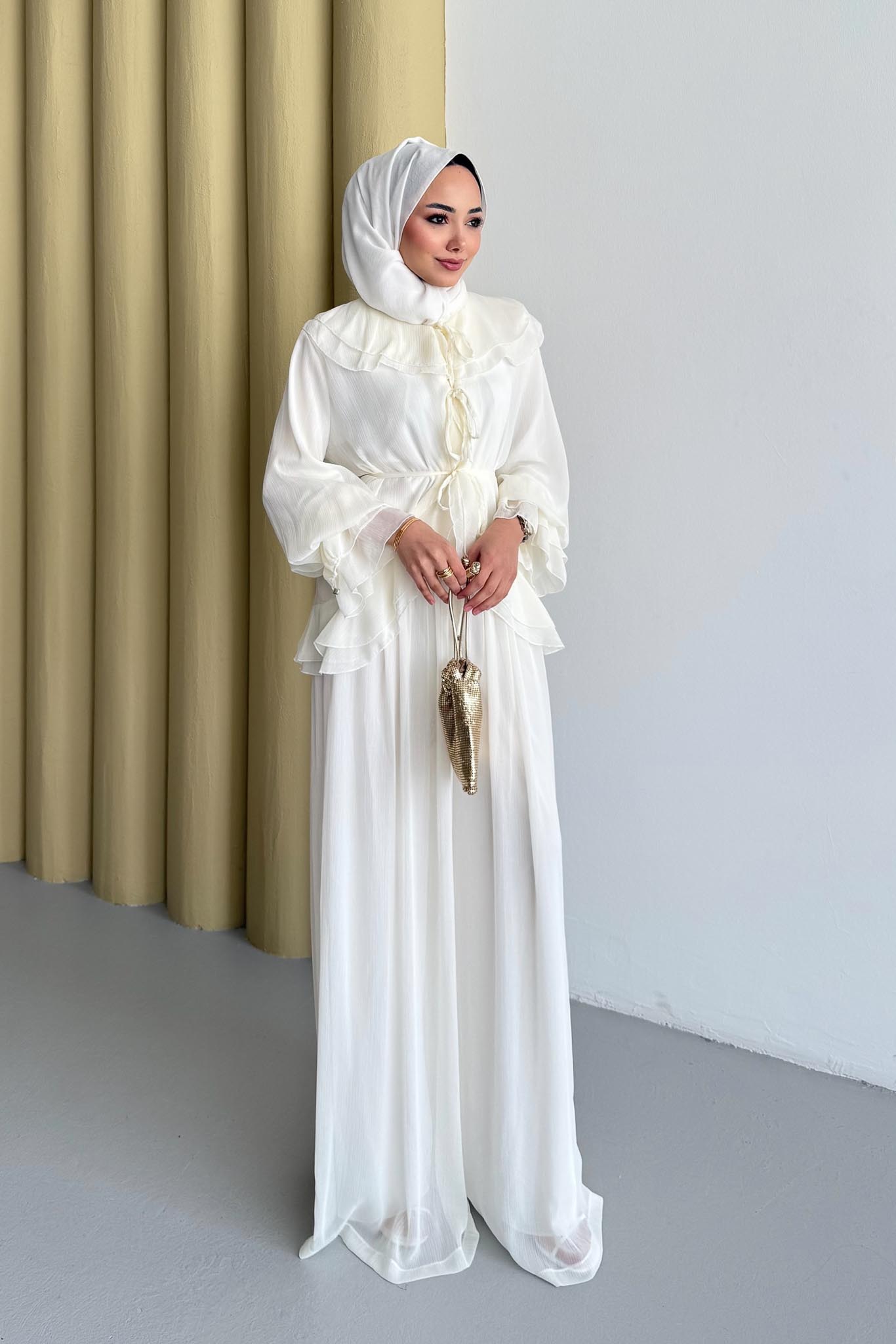 Nora Şifon Takım Ekru(Ön Sipariş)