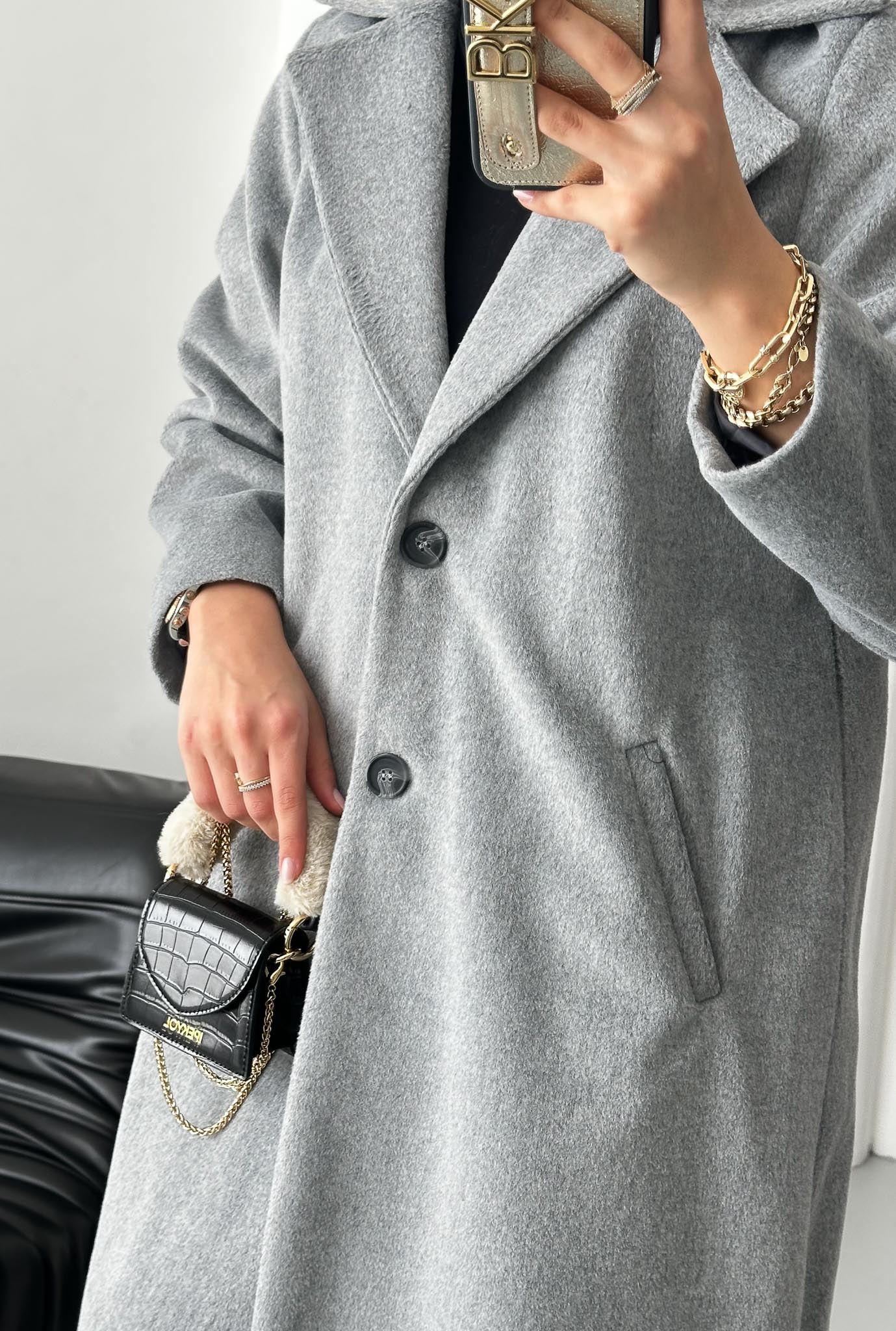 Past Kaşe Kaban Gri