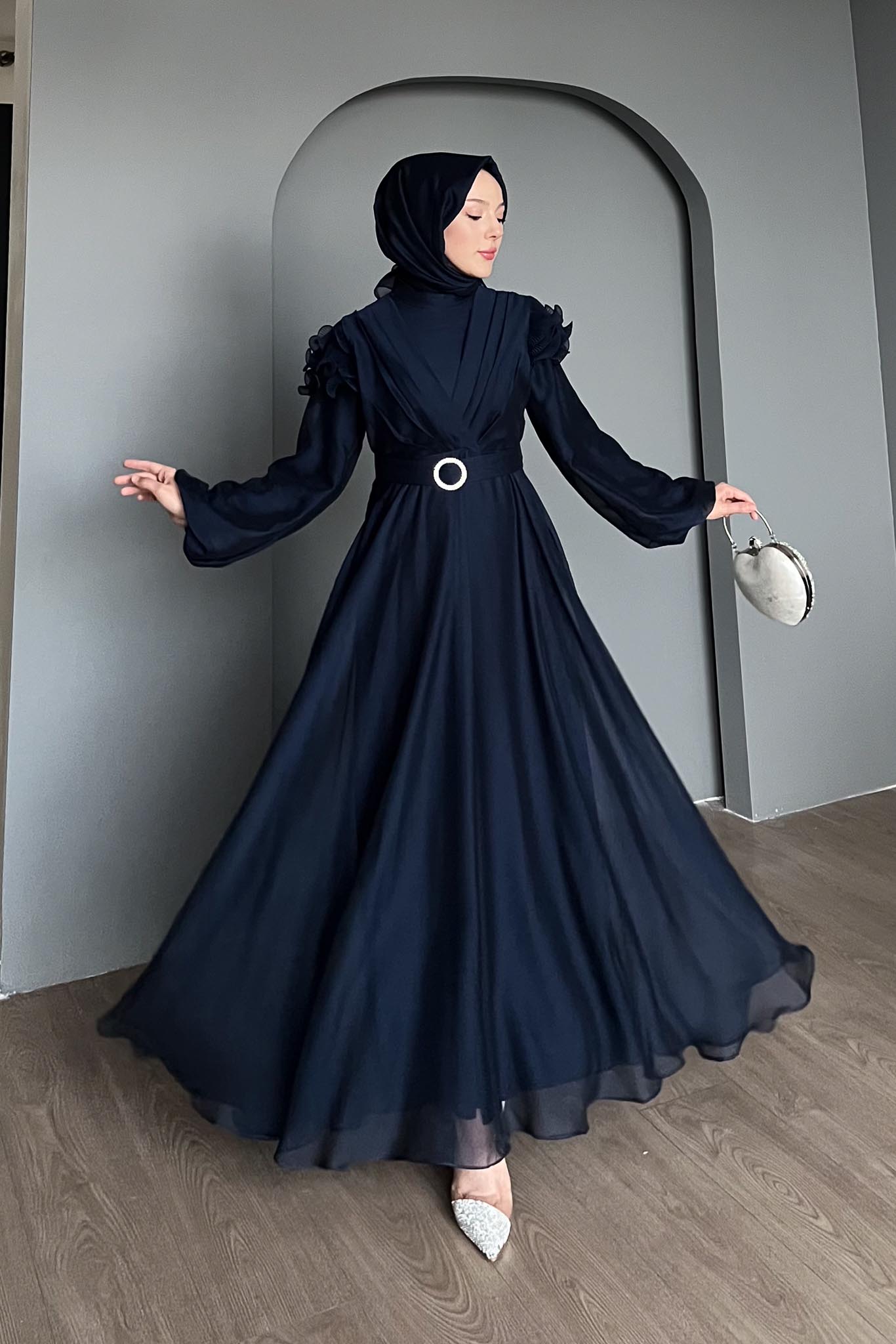 Suzana Abiye Elbise Lacivert