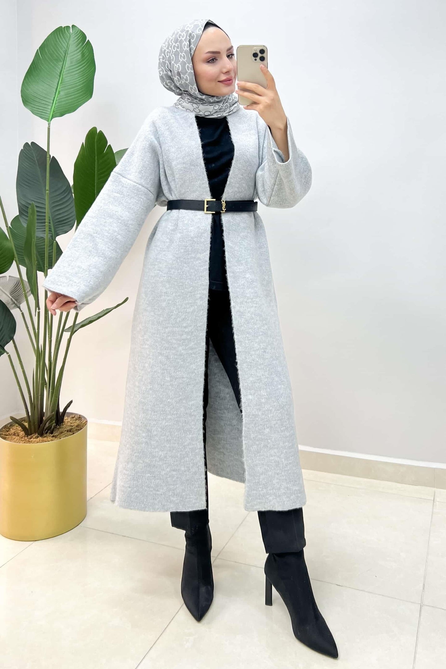Alyans Knitwear Cardigan Cape Gray