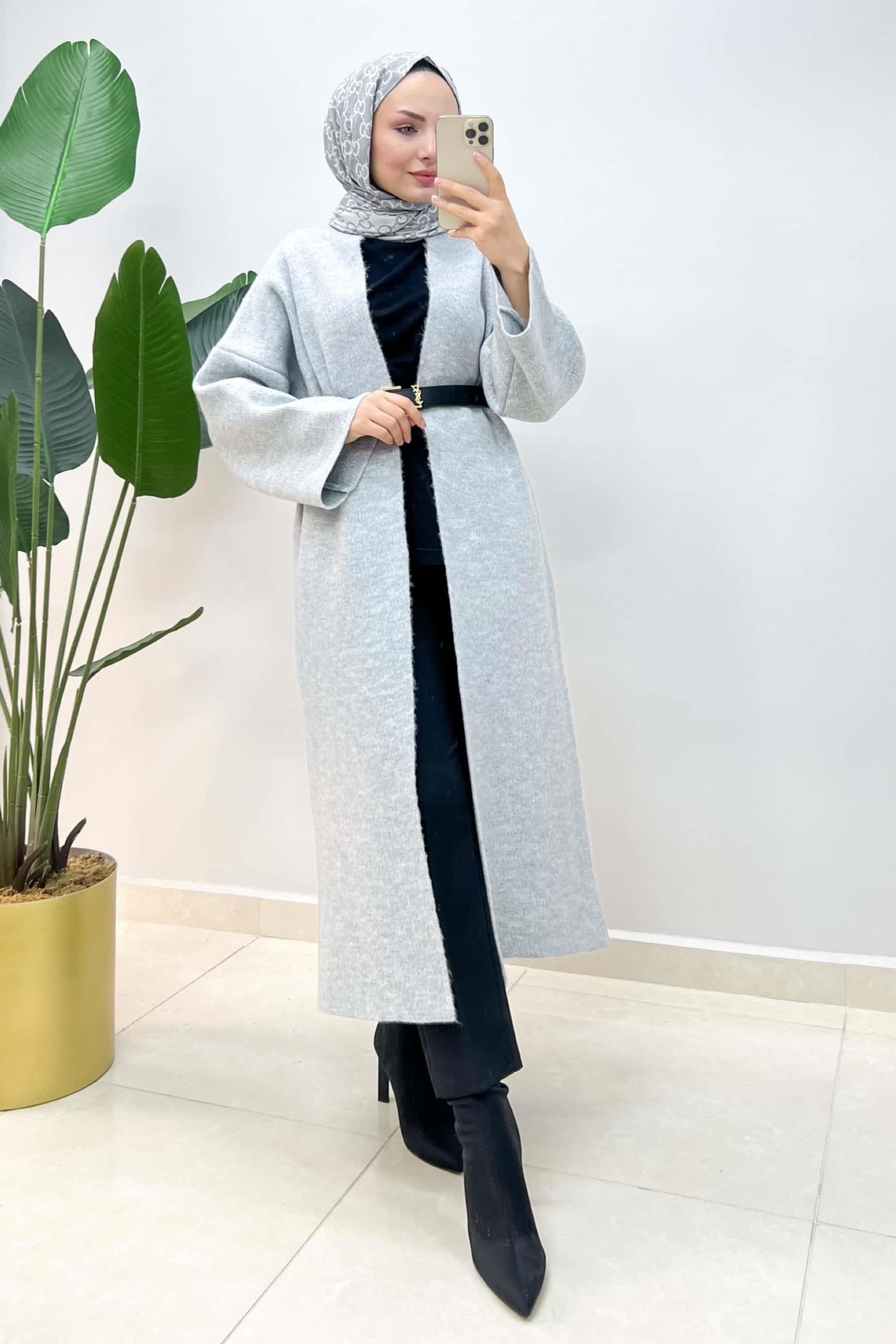 Alyans Knitwear Cardigan Cape Gray