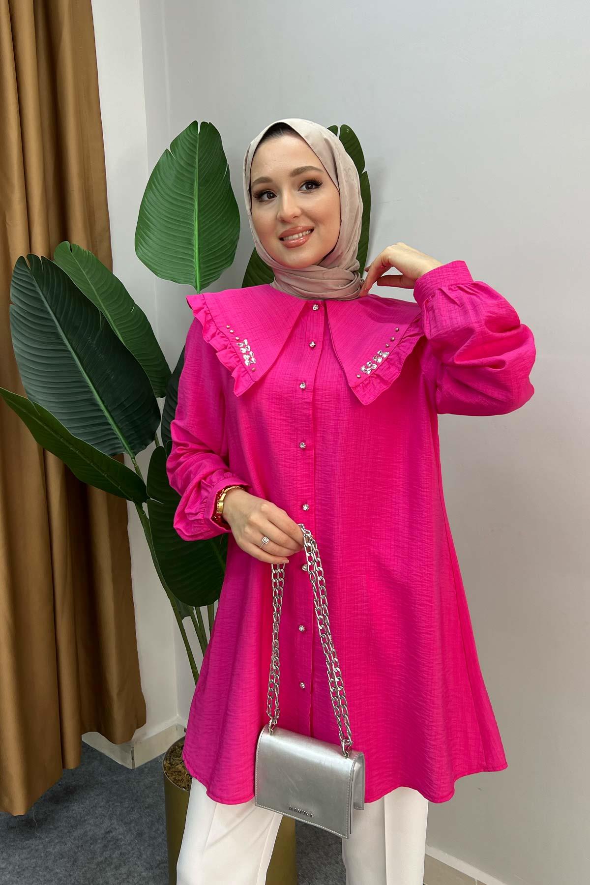 Baguette Stone Shirt Fuchsia