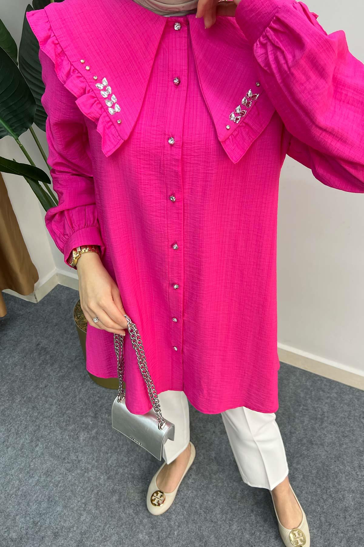 Baguette Stone Shirt Fuchsia
