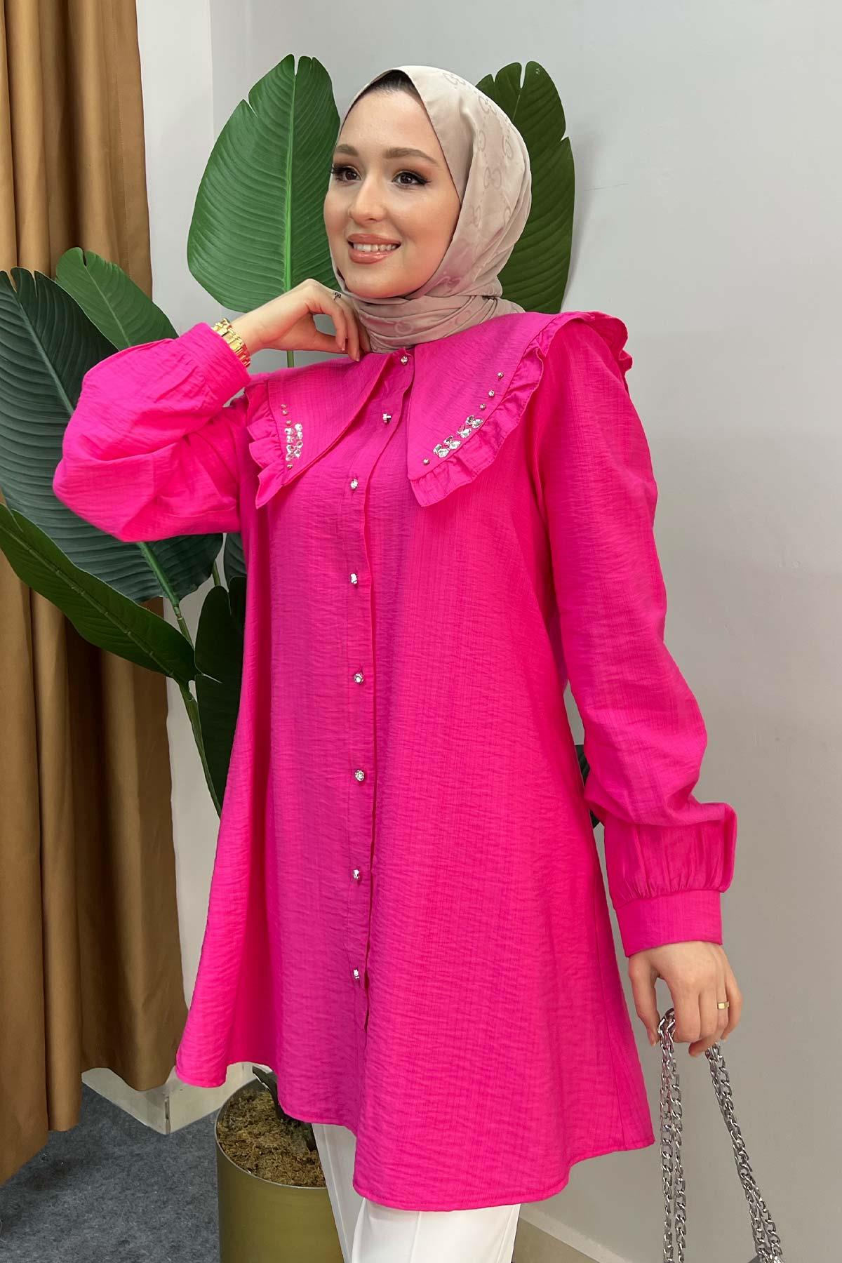Baguette Stone Shirt Fuchsia