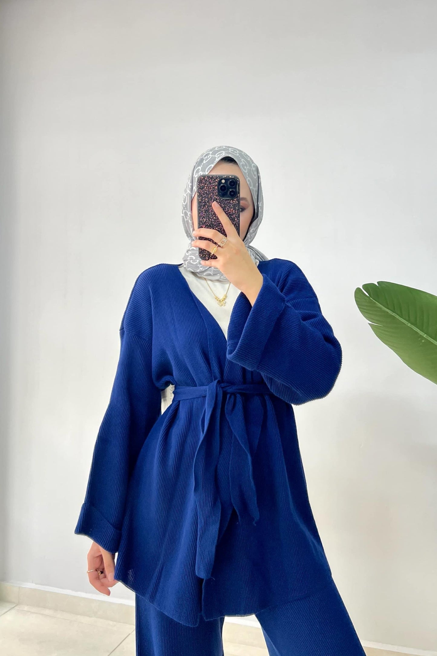 Tied Kimono Set Navy Blue