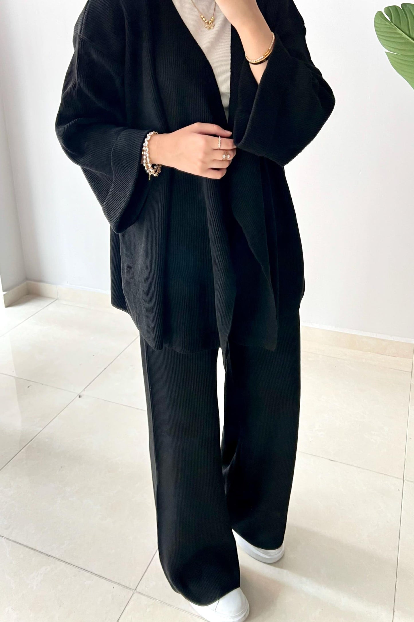 Tied Kimono Set Black