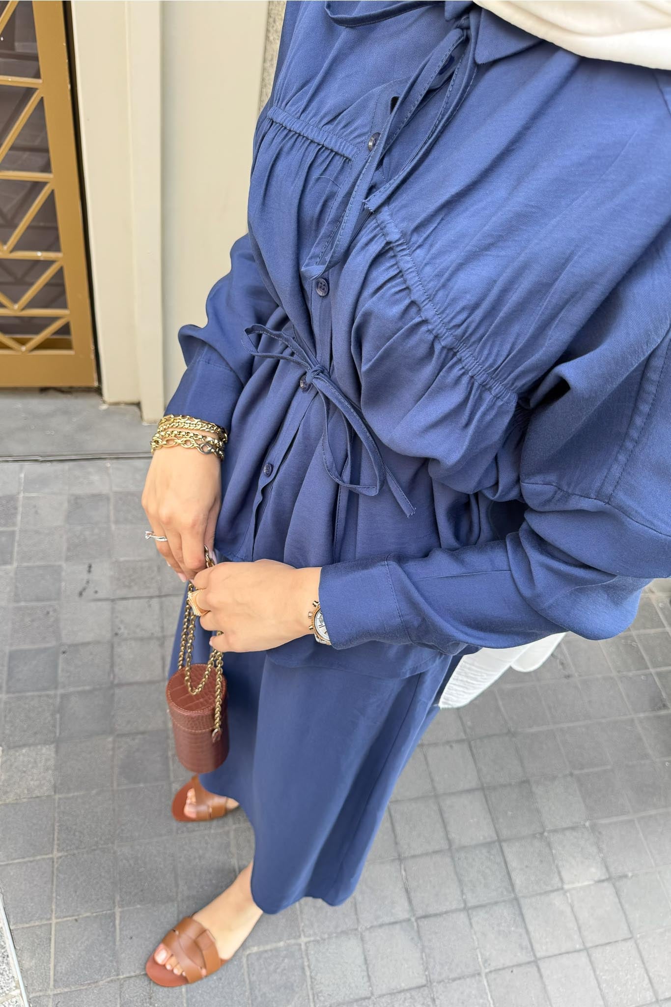 Şerit Detaylı Takım Lacivert