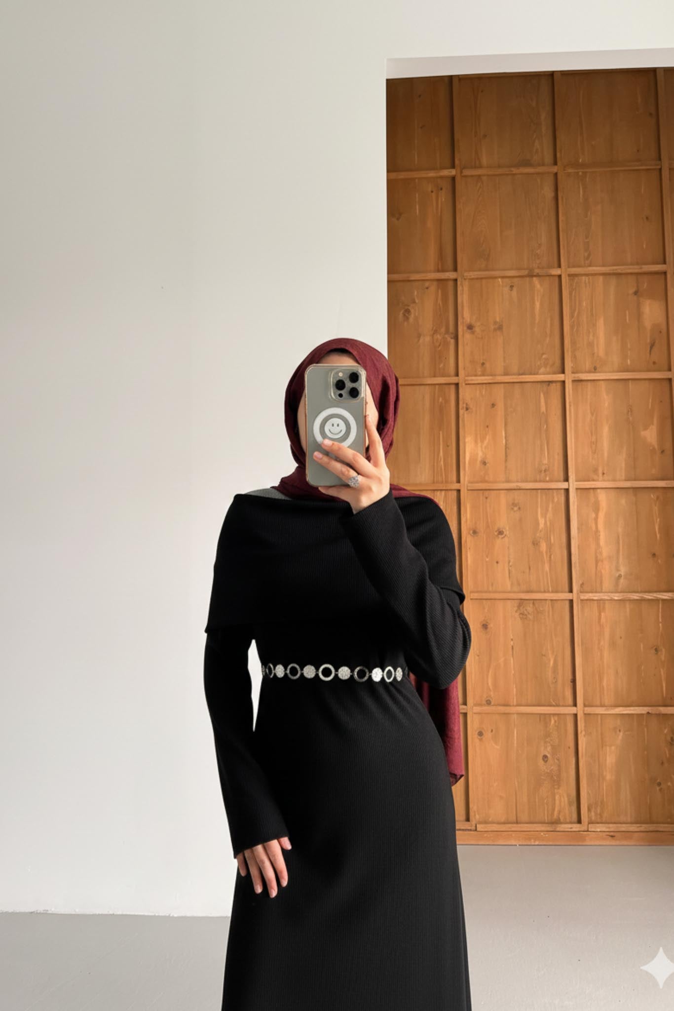 Bondi Şallı Elbise Siyah