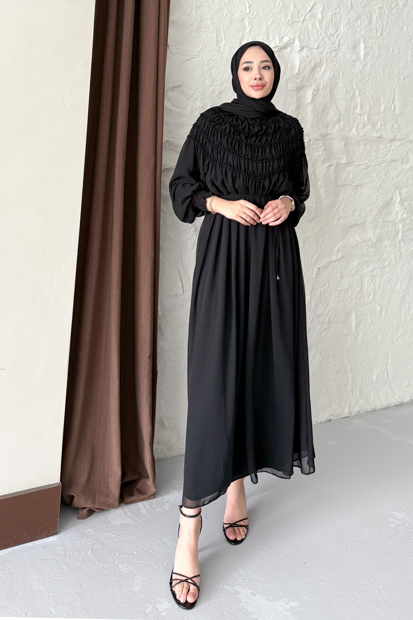 Seyran Pleated Dress Beige