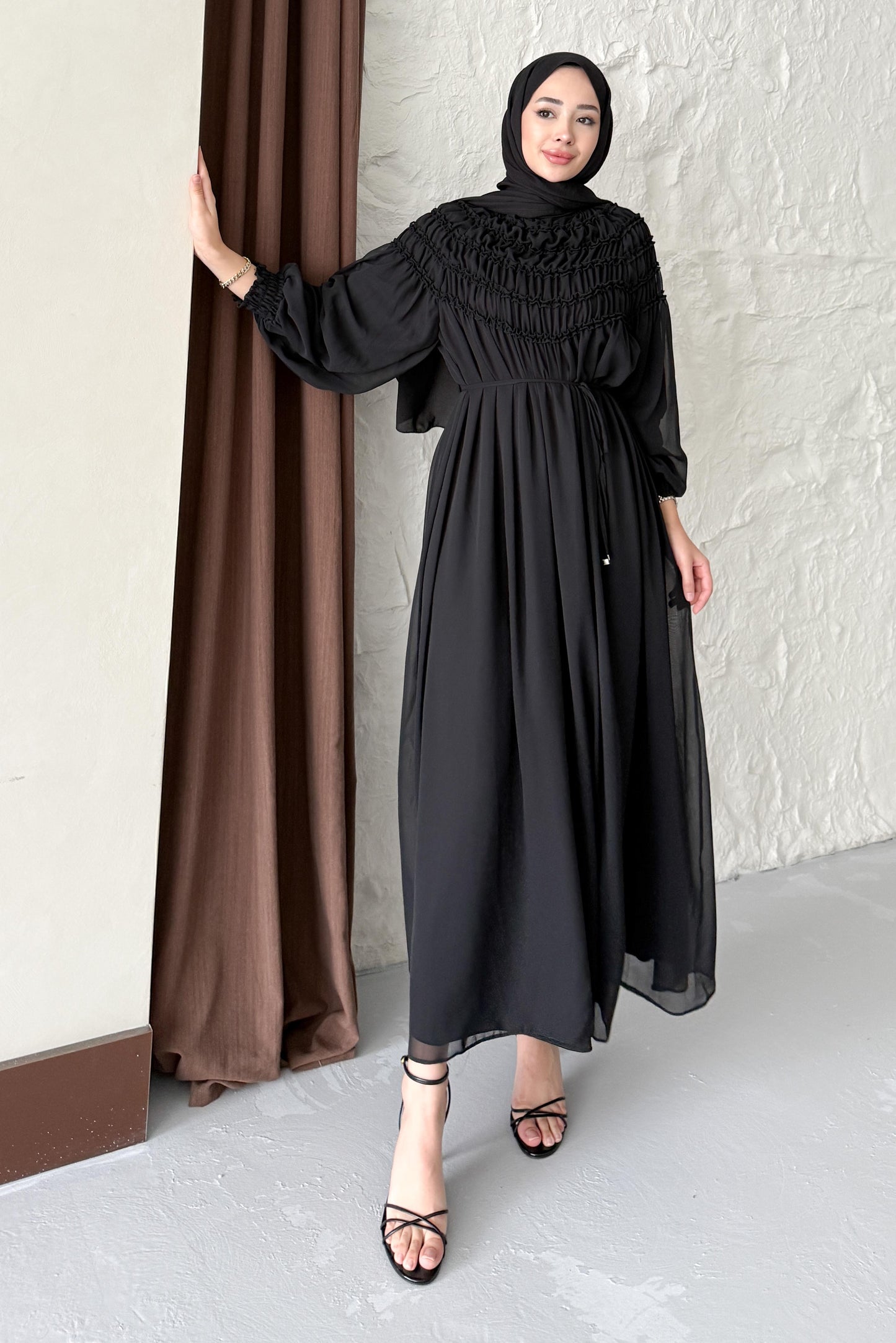 Seyran Pleated Dress Beige