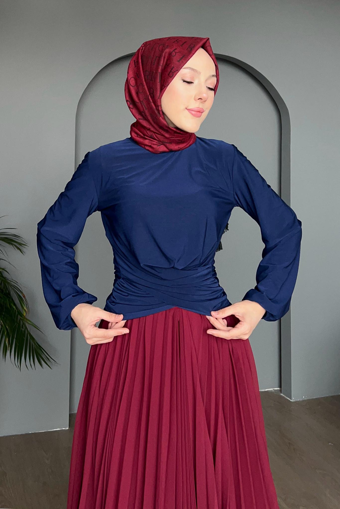 Zra Çapraz Bluz Lacivert
