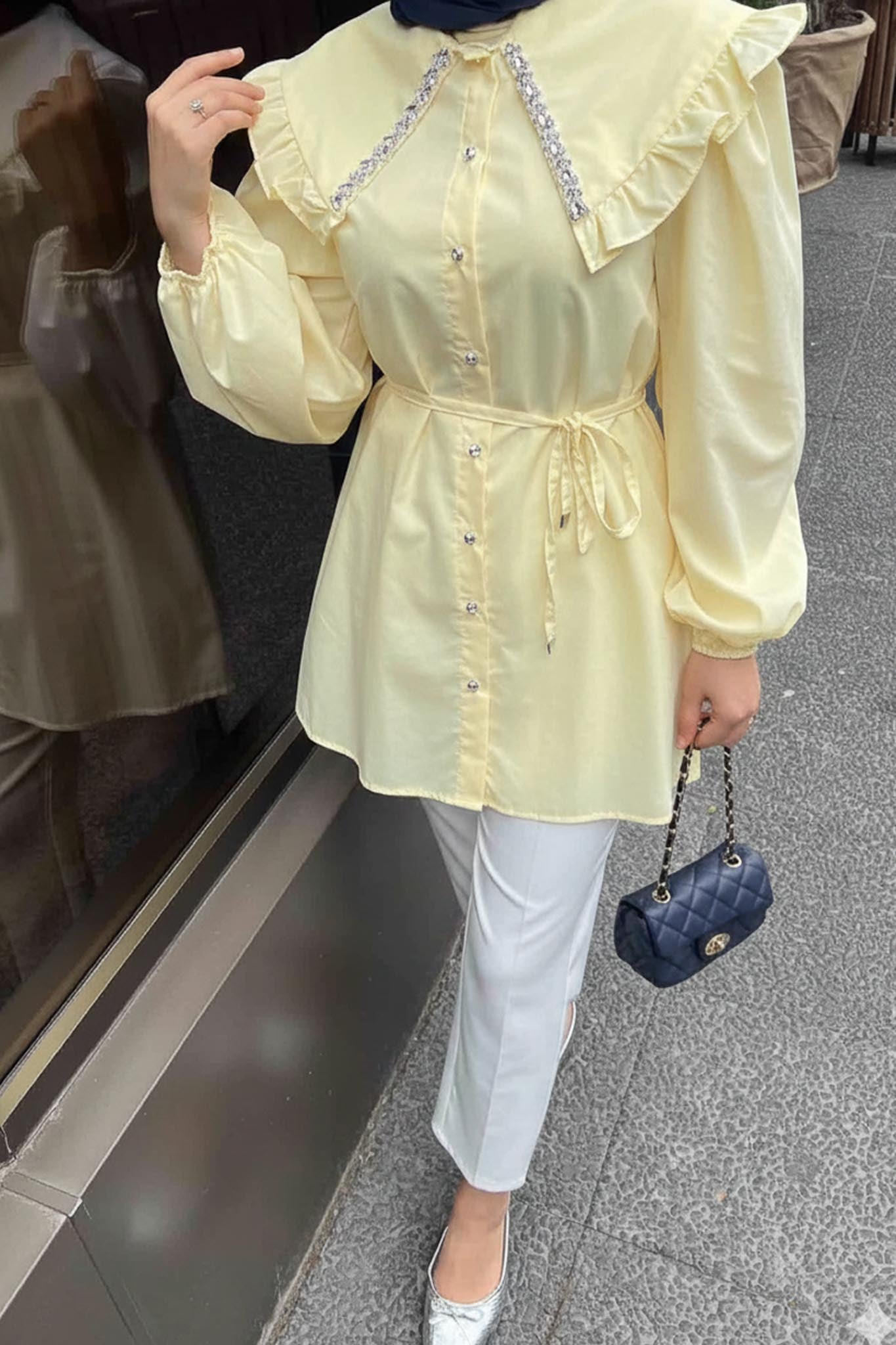 Dacron Yaka Gömlek Sarı