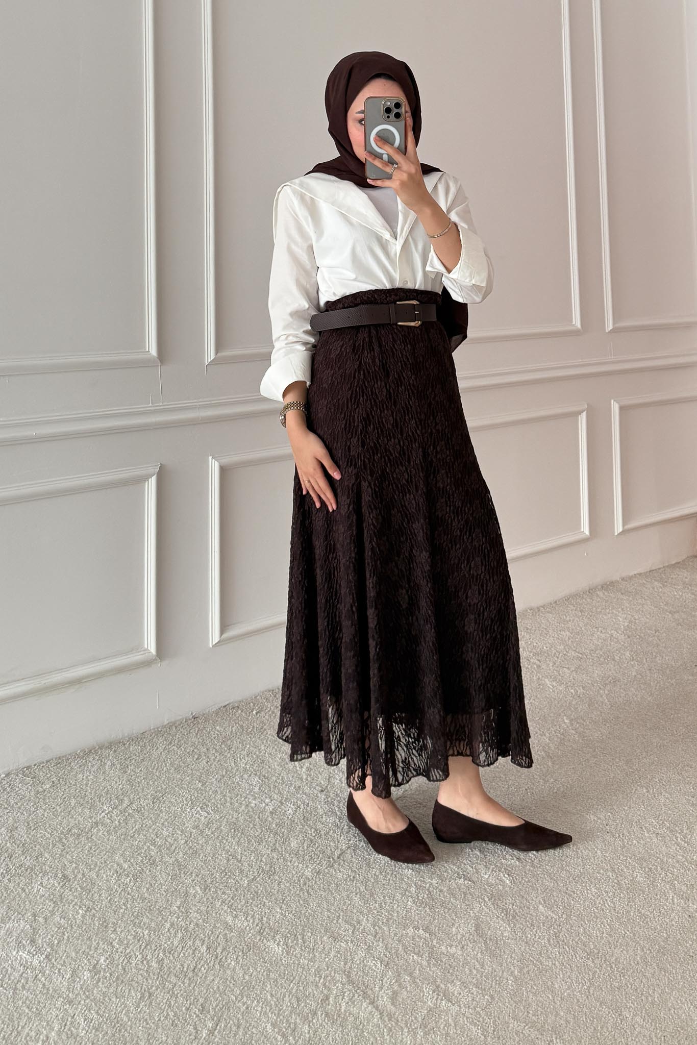 Dantel Etek Kahverengi