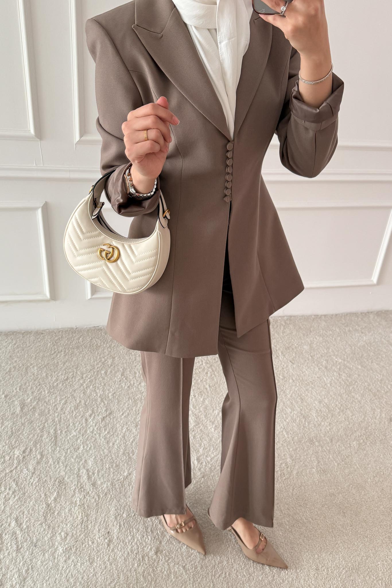 Pinterest Düğmeli Takım Vizon