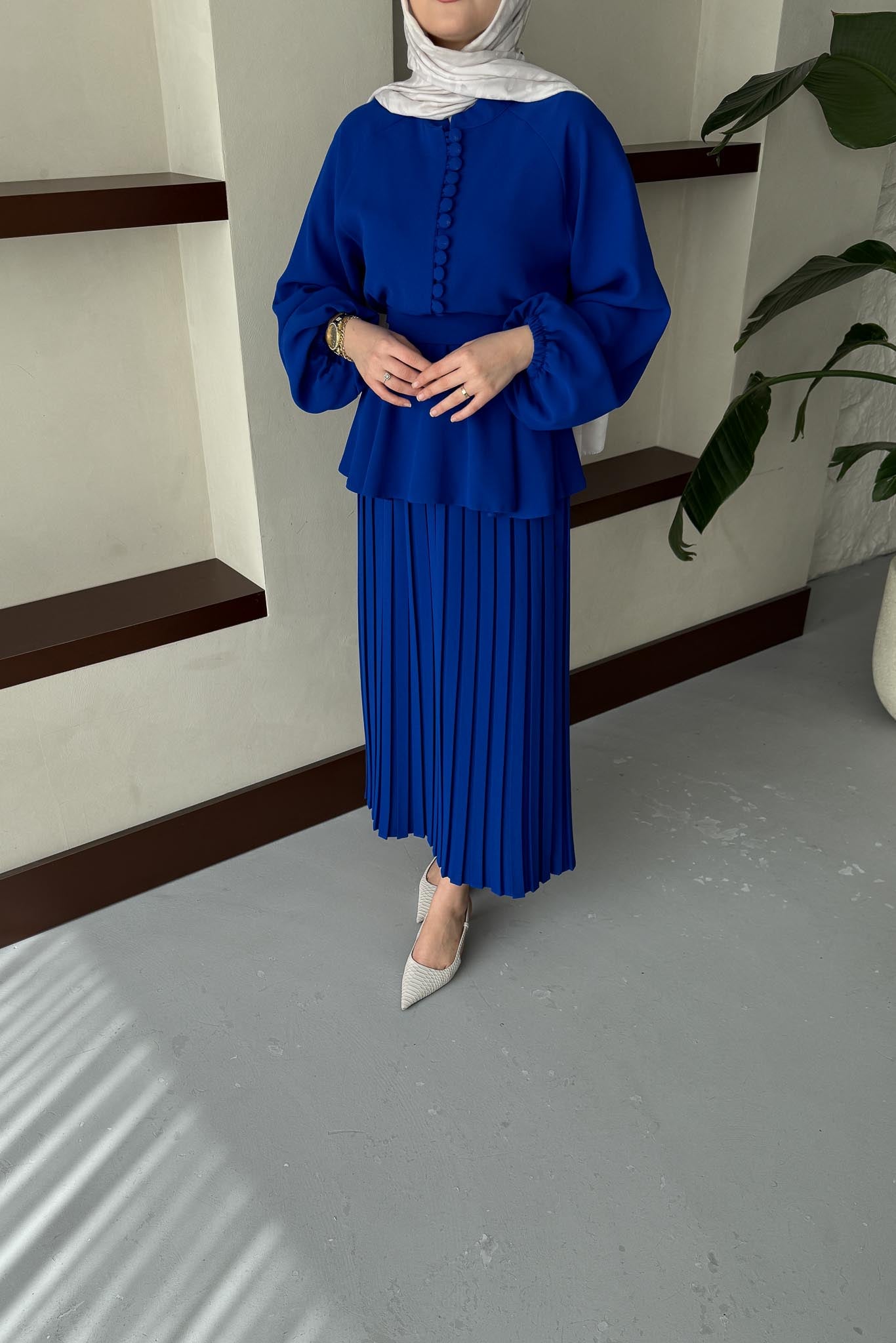 Carmen Düğmeli Takım Saks