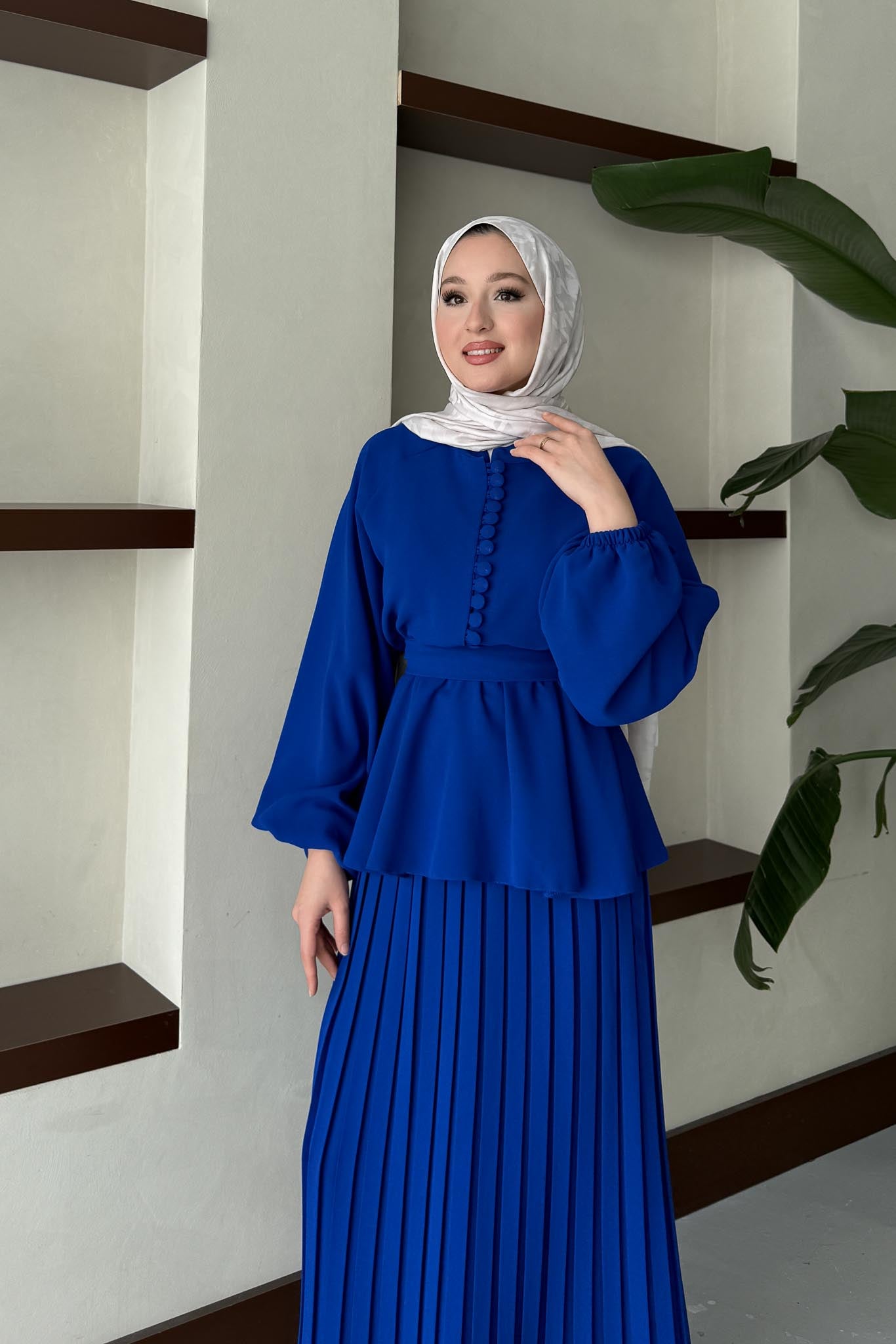 Carmen Düğmeli Takım Saks