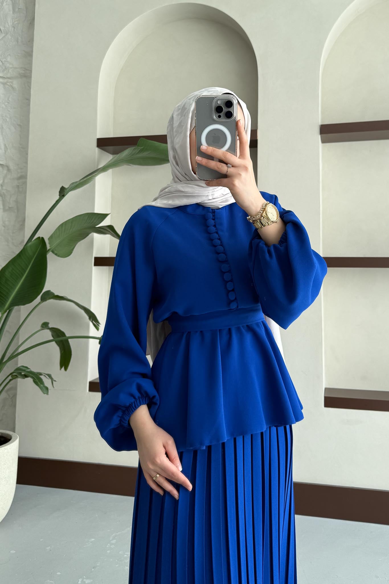 Carmen Düğmeli Takım Saks