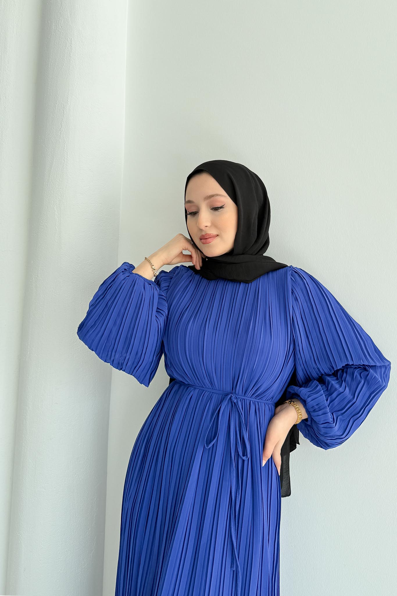 Seyran Pleated Dress Beige