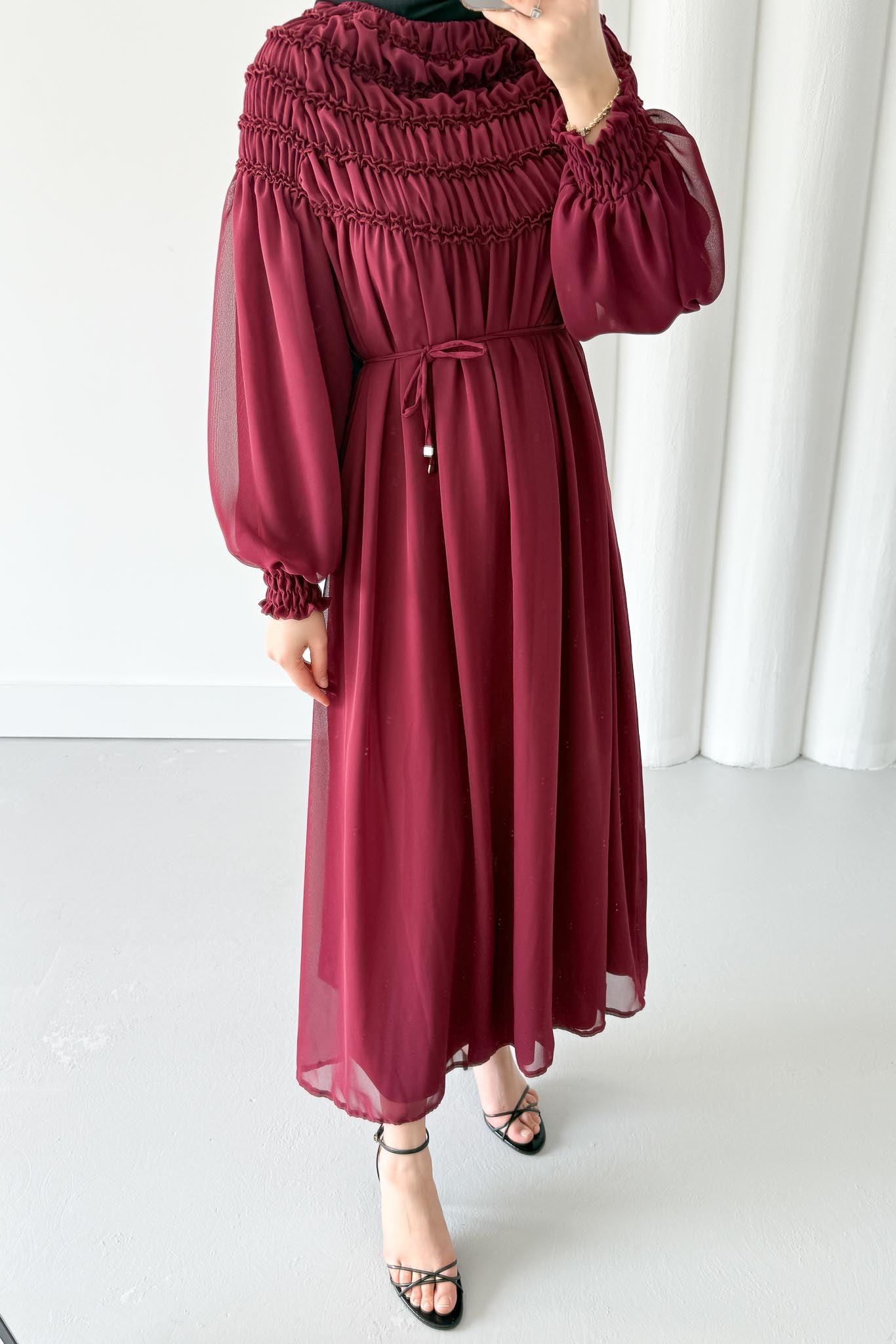 Seyran Pleated Dress Beige