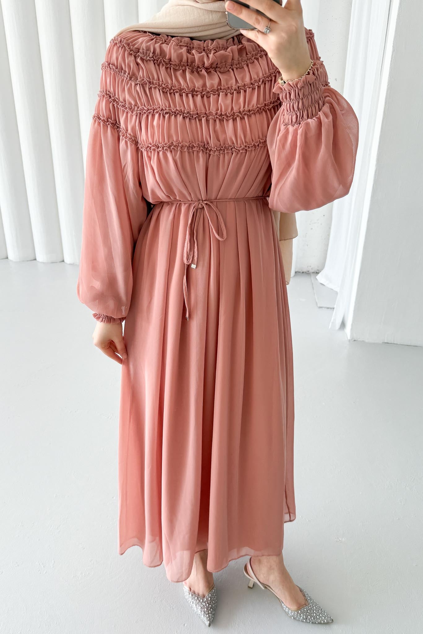 Seyran Pleated Dress Beige