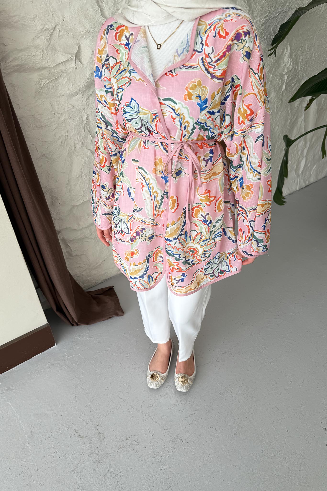 Side Tie Kimono Aqua Green
