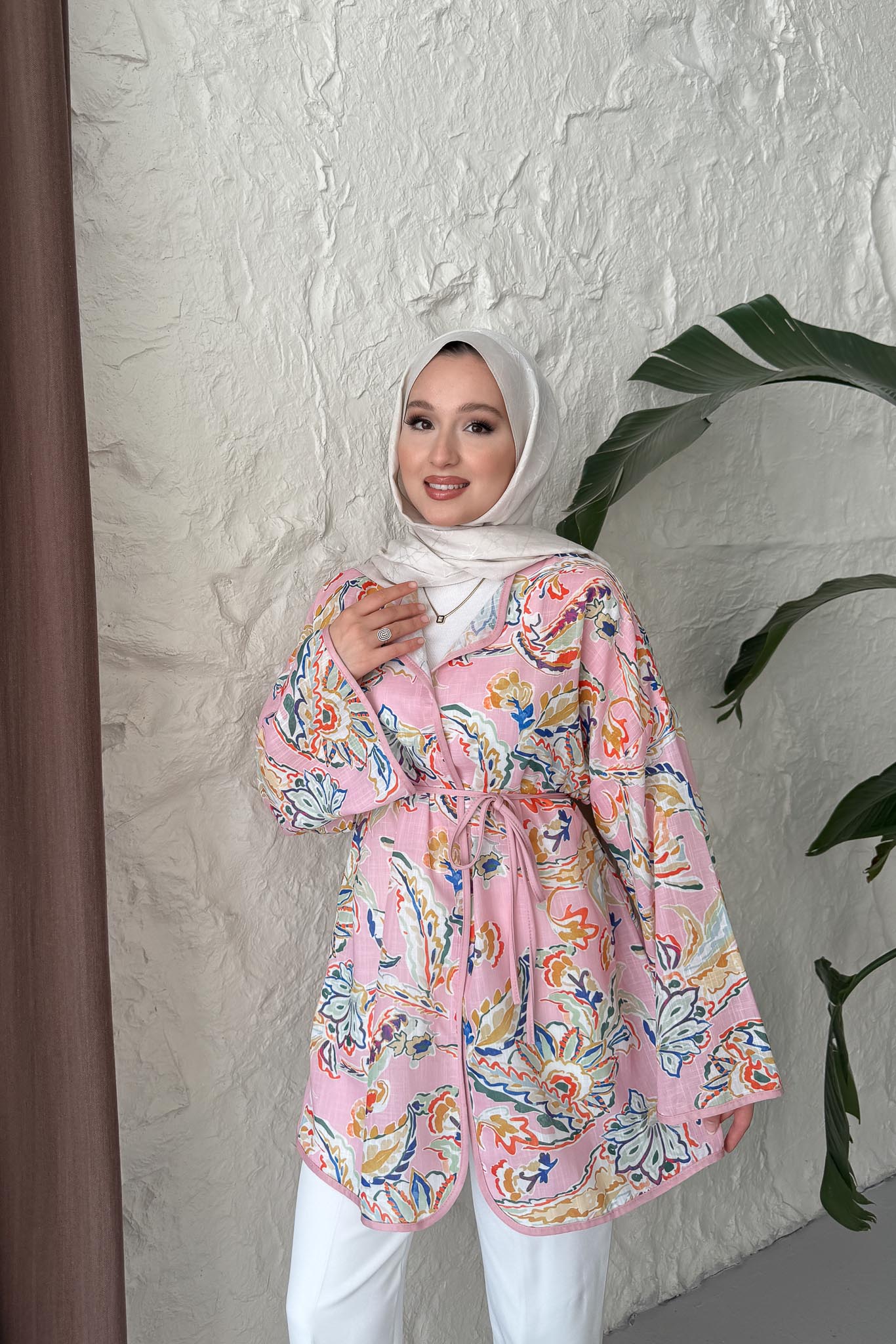 Side Tie Kimono Aqua Green