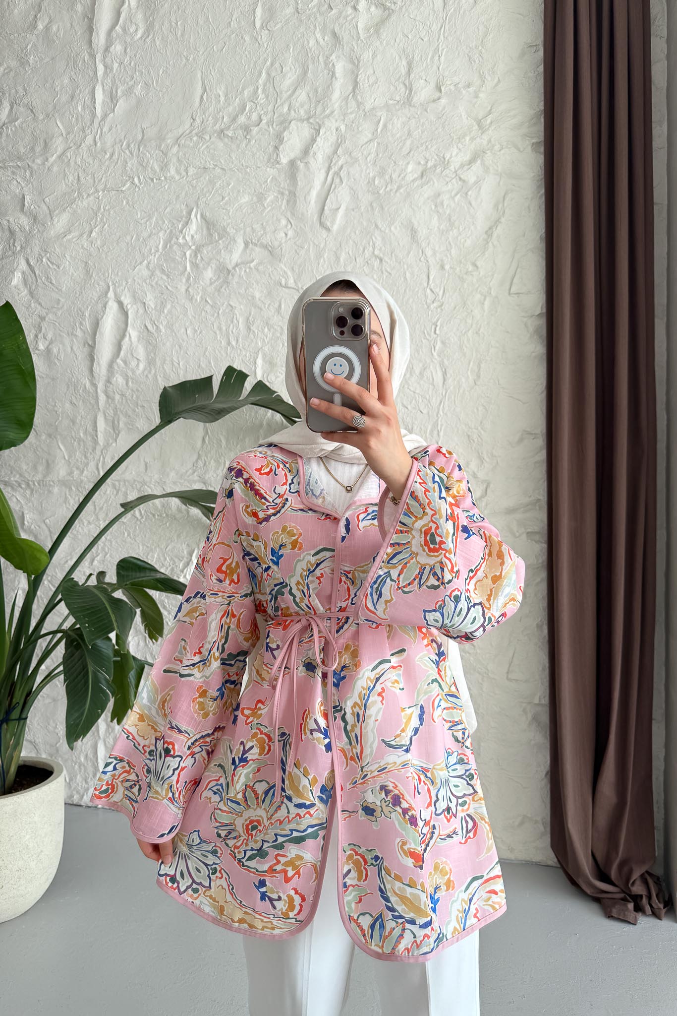 Side Tie Kimono Aqua Green