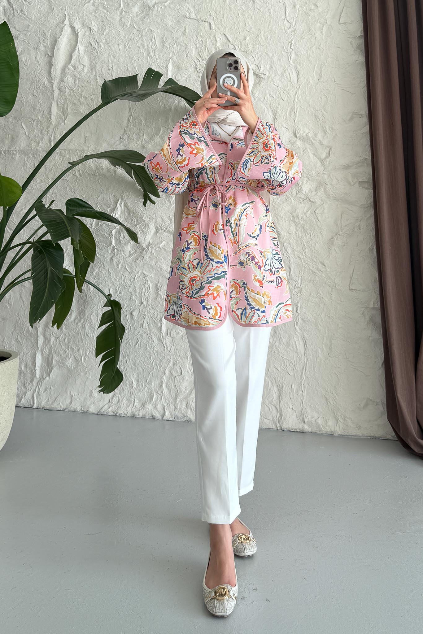 Side Tie Kimono Aqua Green