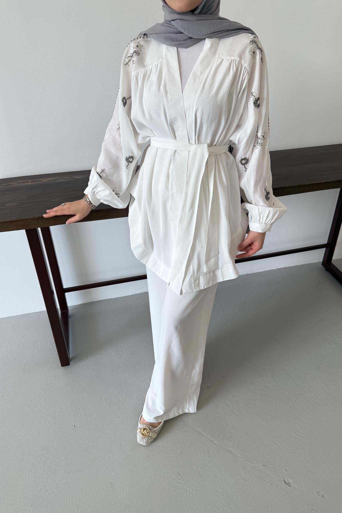Tied Kimono Set Anthracite