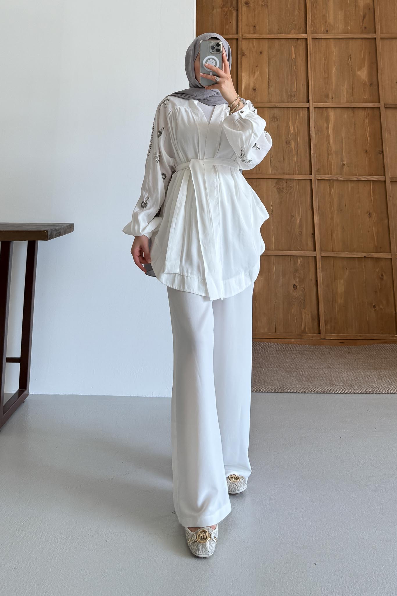 Tied Kimono Set Anthracite