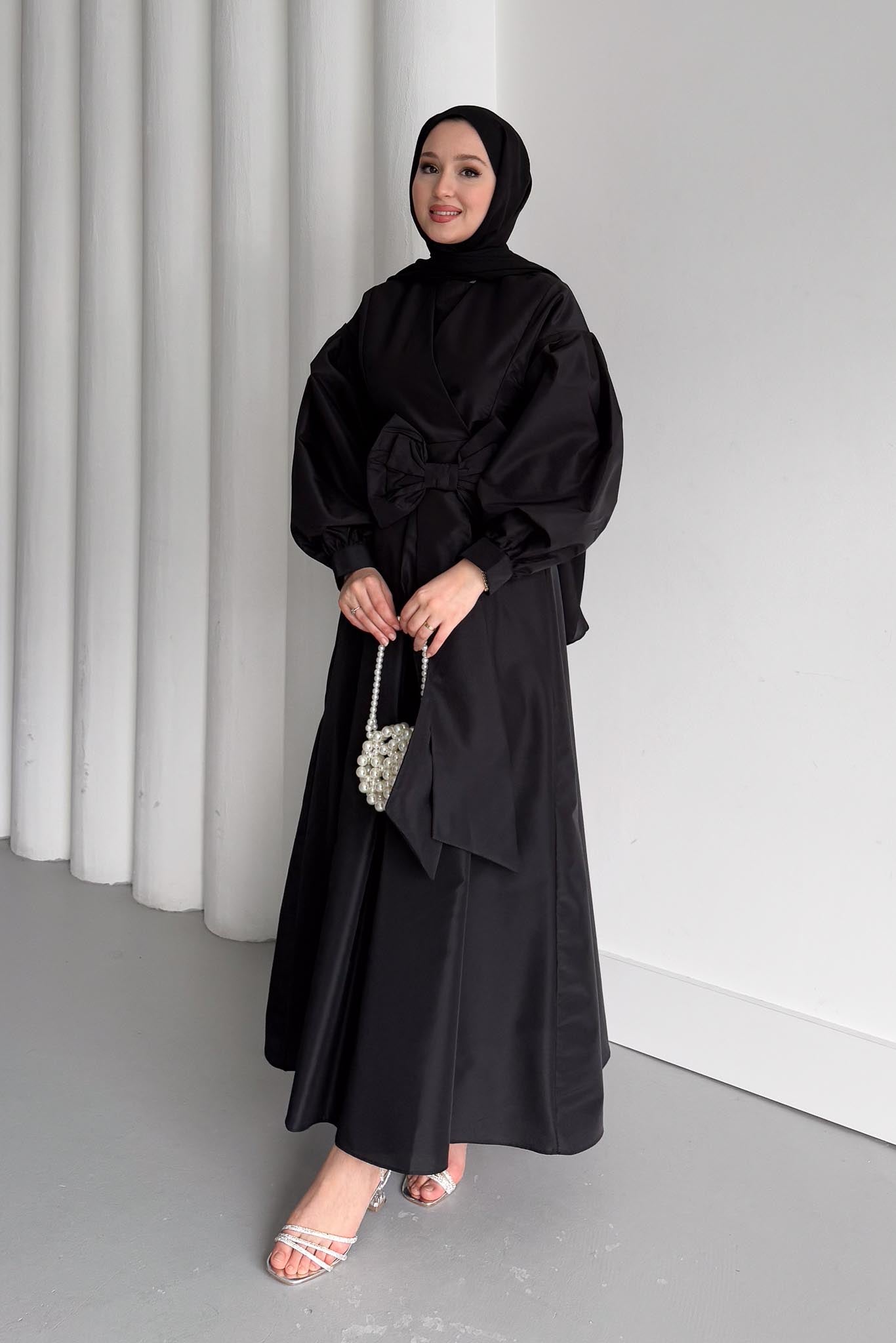 Fiyonklu Elbise Siyah