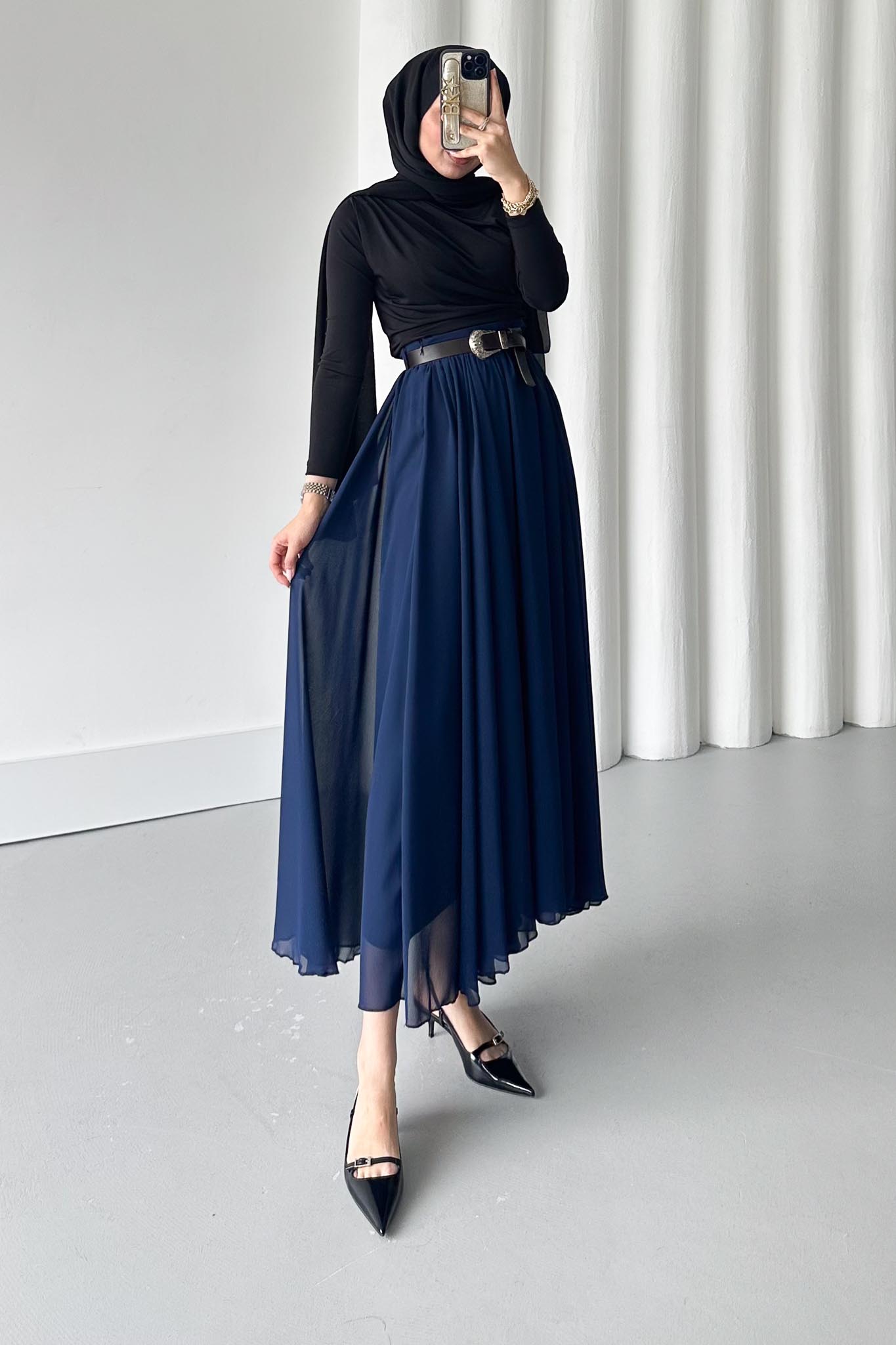 Tied Linen Skirt Beige
