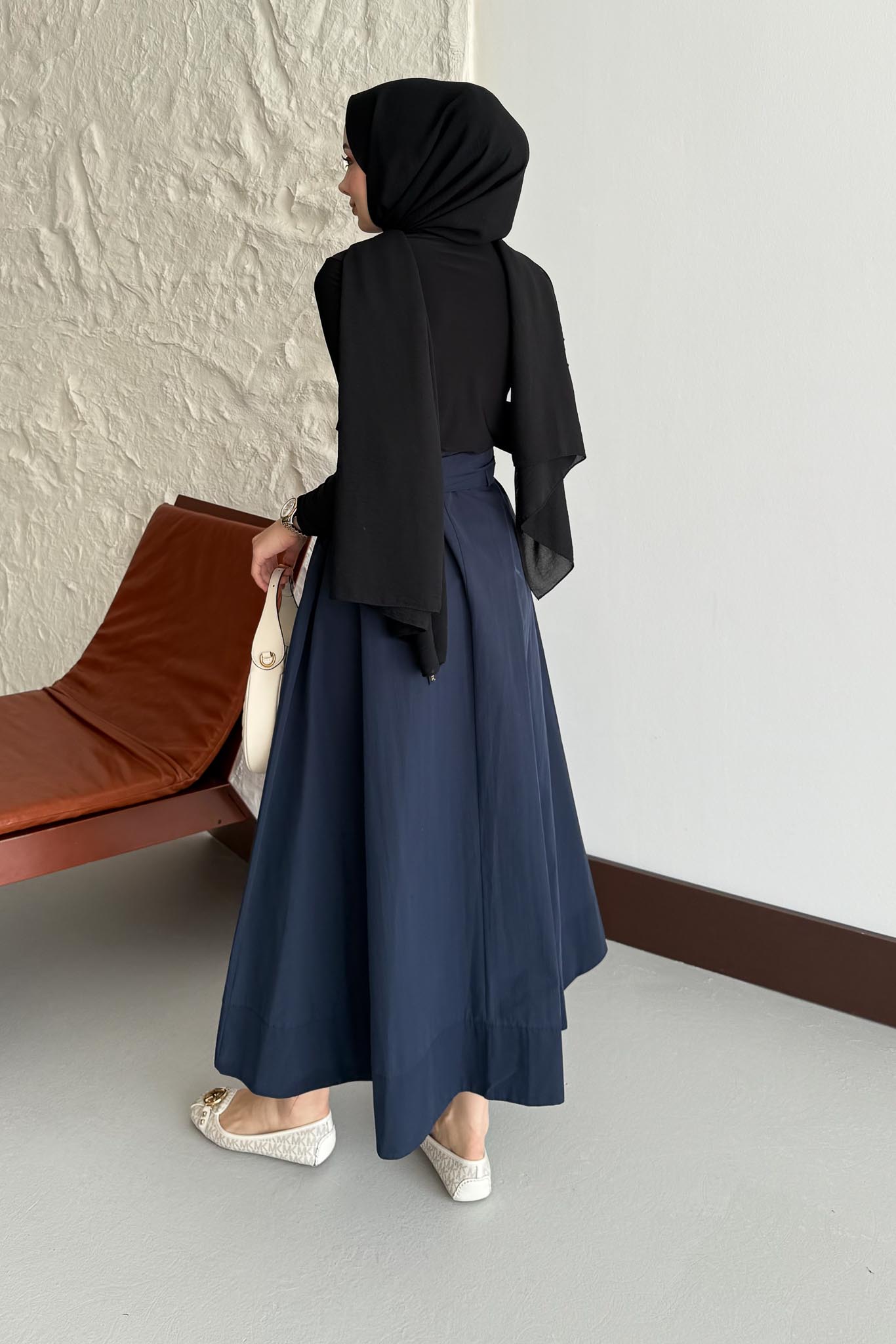 Tokalı Etek Lacivert