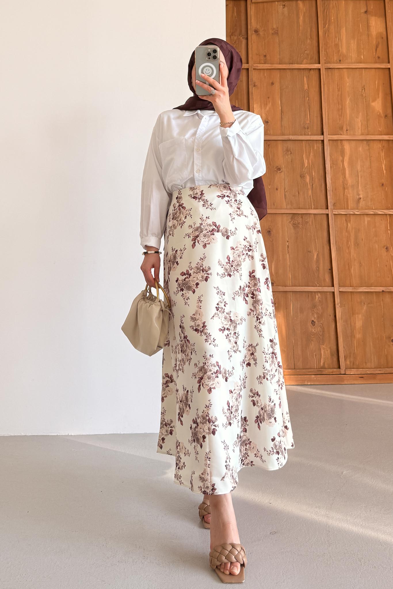 Tied Linen Skirt Beige