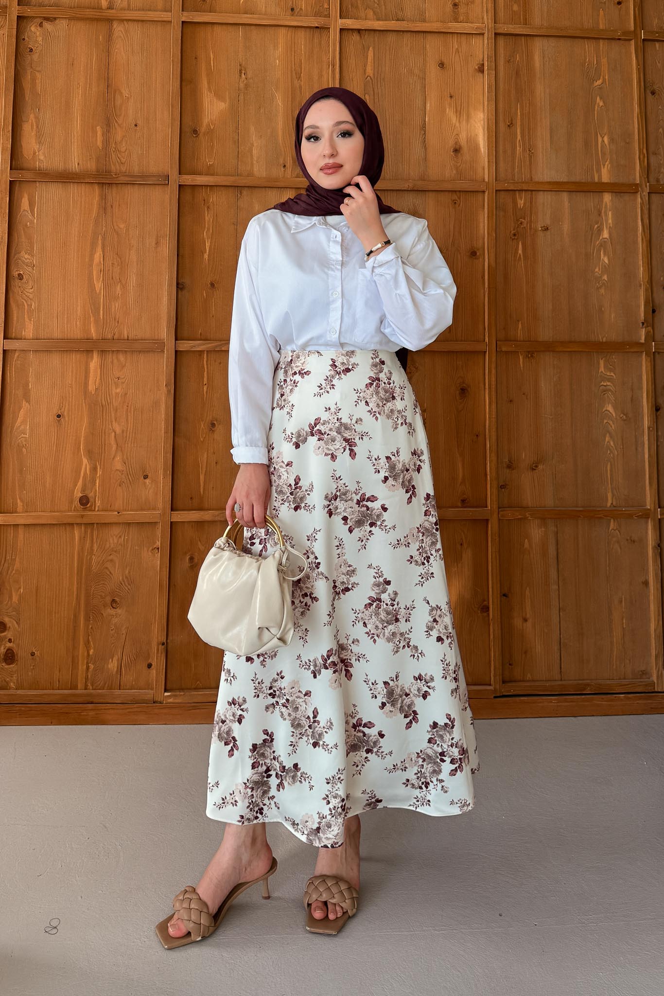 Tied Linen Skirt Beige