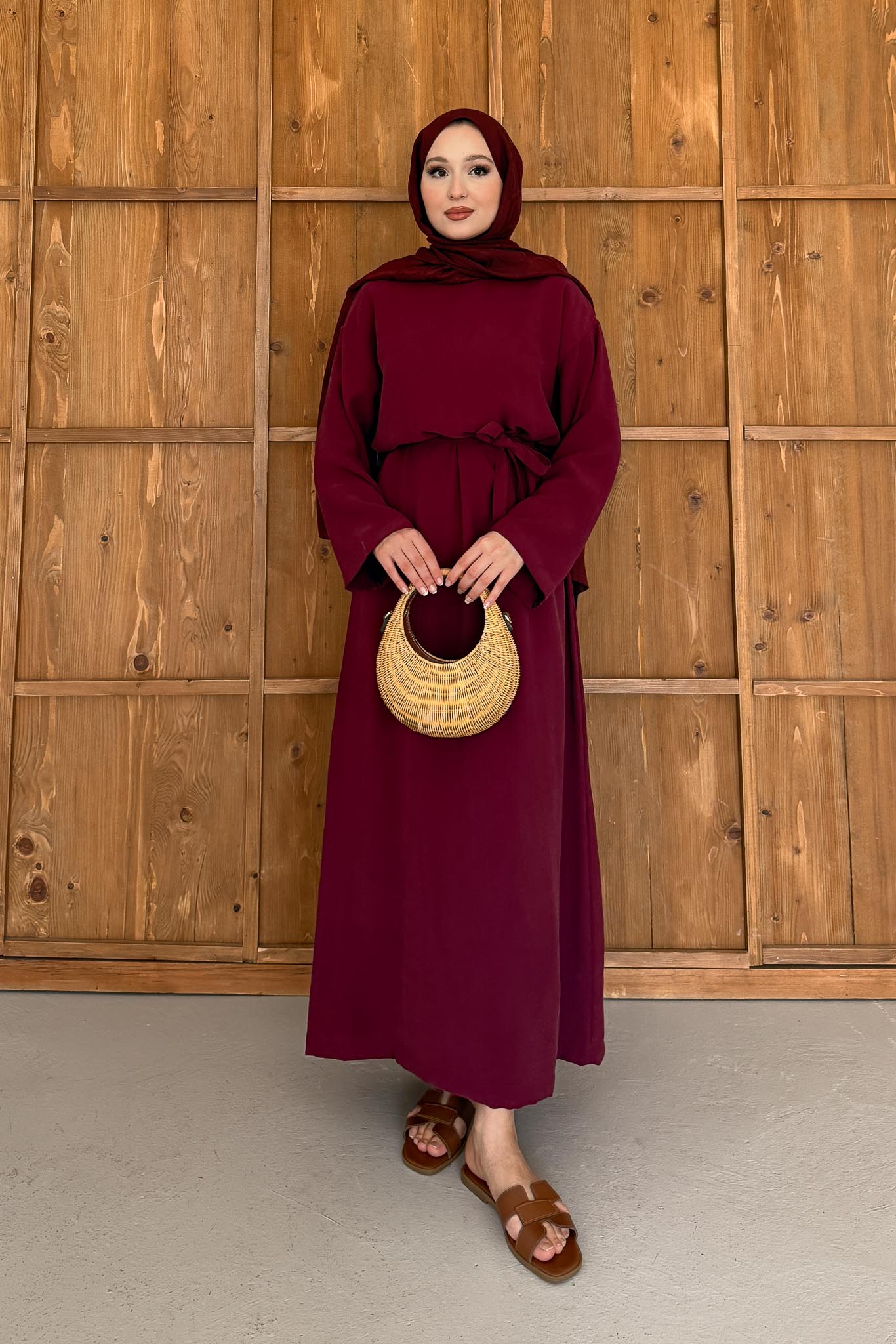 Tansel Basic Elbise Bordo