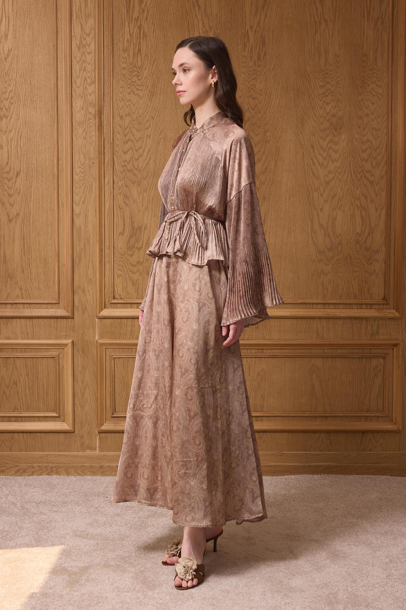 Ajda Pleated Skirt Set Petrol